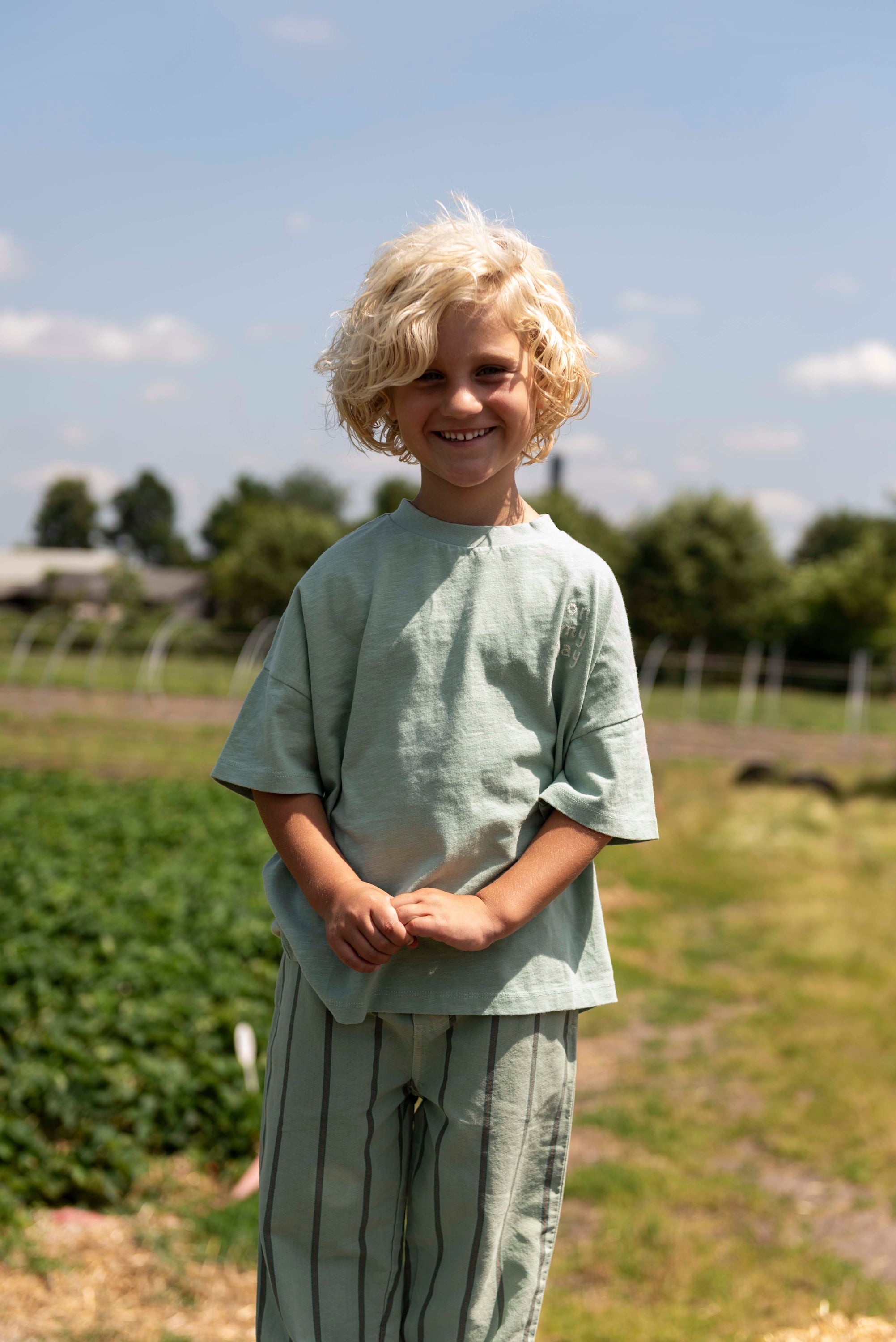 Ben oversized T-shirt Sage Green - Jenest