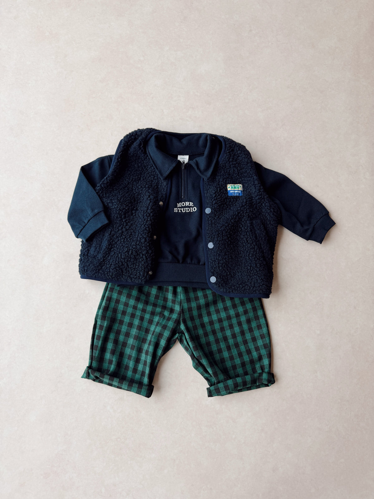 Check green blue pants