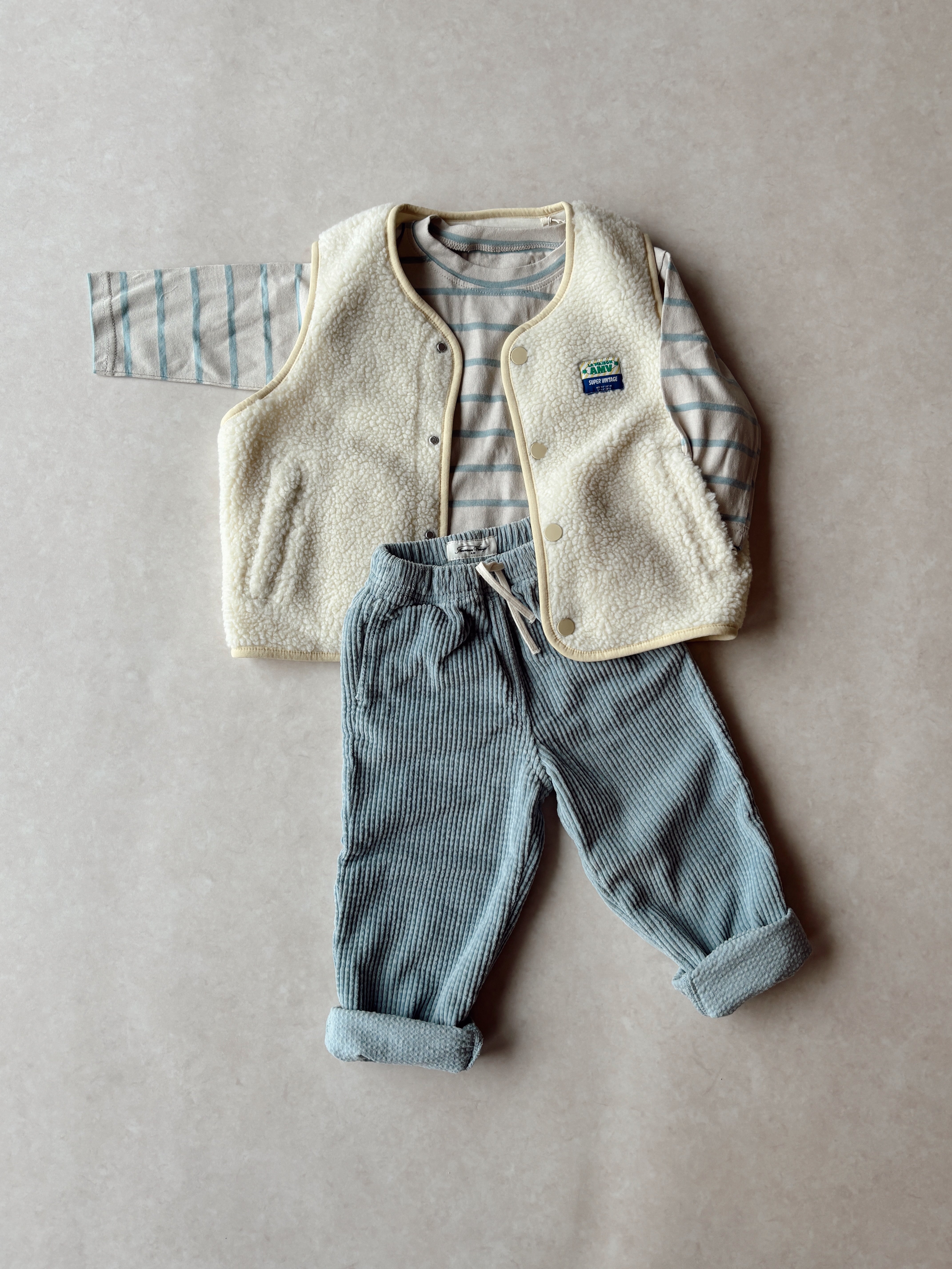 Padow corduroy broek Misty Blue - American Vintage