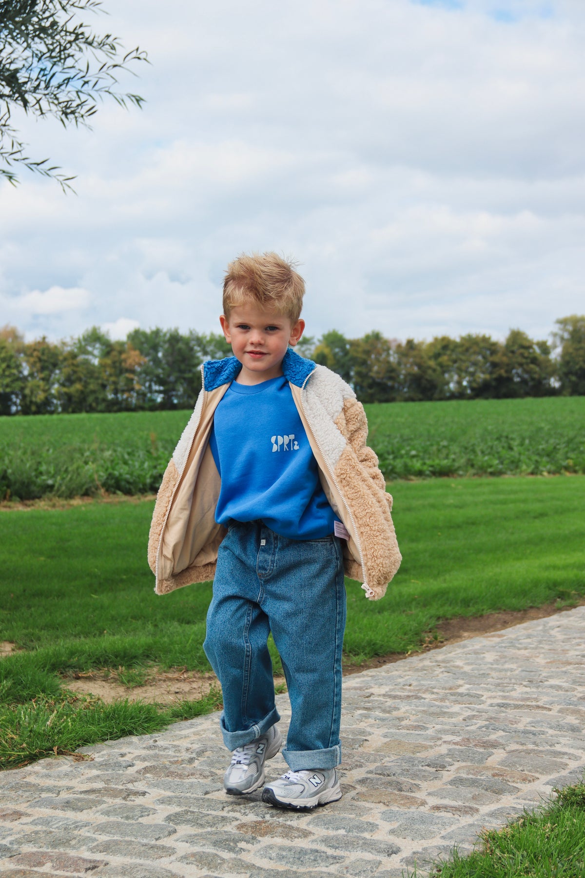 Teddy Jacket colourblock blue - Sproet & Sprout