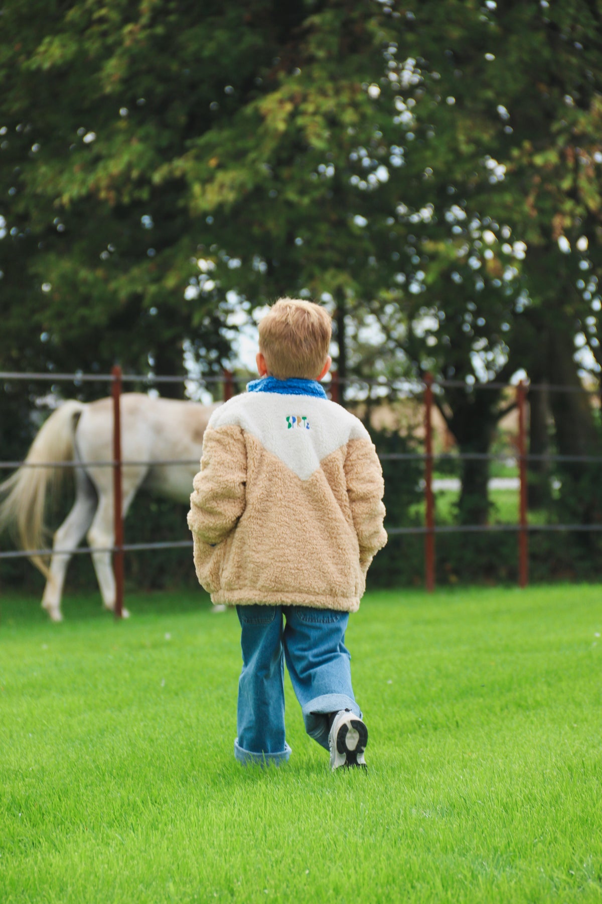 Teddy Jacket colourblock blue - Sproet & Sprout